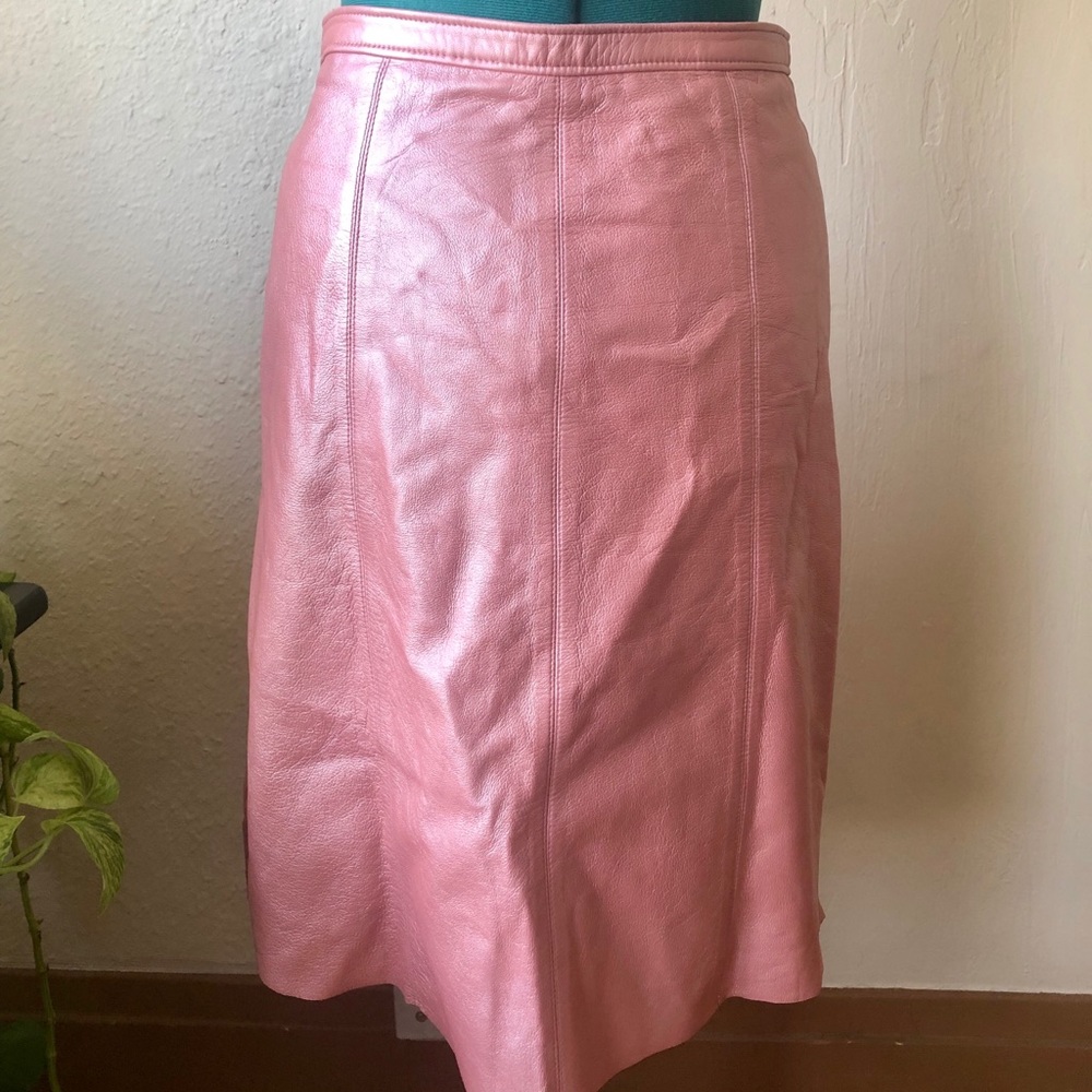 Pink Leather Skirt